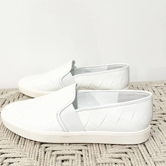 VINCE White Leather Woven Textured Womens Slip On Platform Sneakers size US 11 - Picture 5 of 9